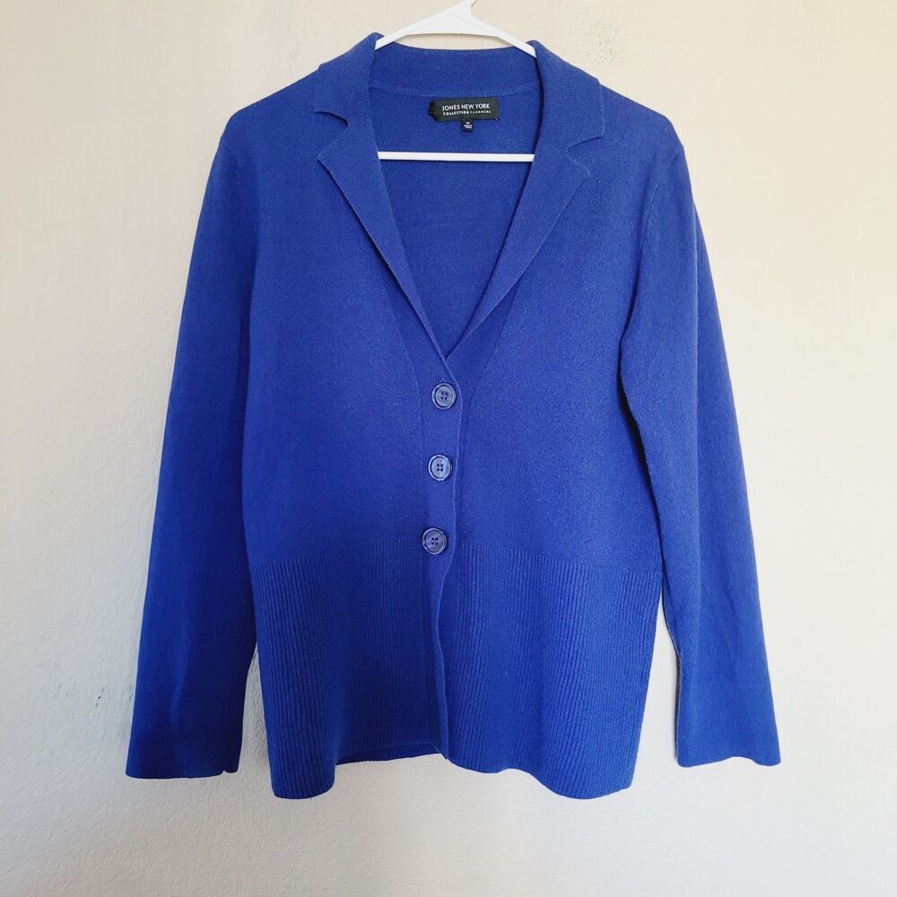 Jones New York 100% Cashmere Cardigan Sweater Medium Button Academia Elevated